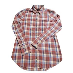 J. Crew Women's Size 00 Boy Shirt Plaid Long Sleeves Lightweight Cotton Cowgirl